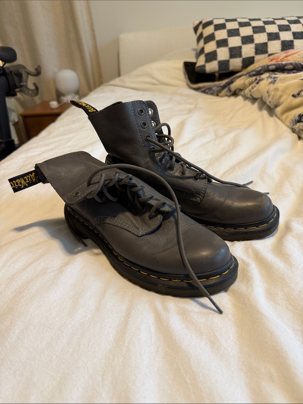 Dr. Martens Women's Pascal Gray Lace-Up Leather Boots